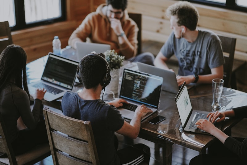 Modern office team collaborating